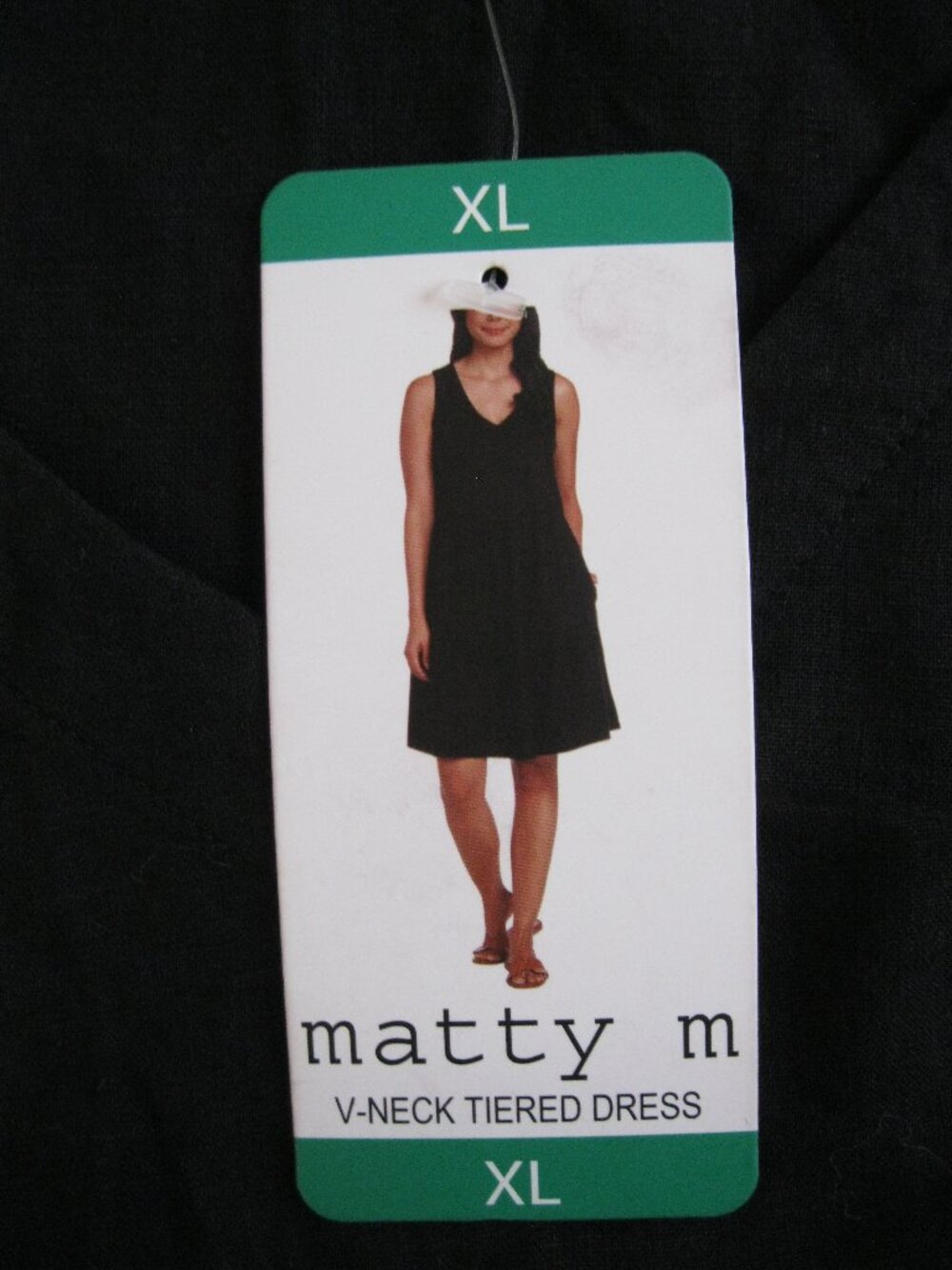 Matty M V-Neck Tiered Dress Women's Linen Blend Sleeveless Black XL, NWT, (1697